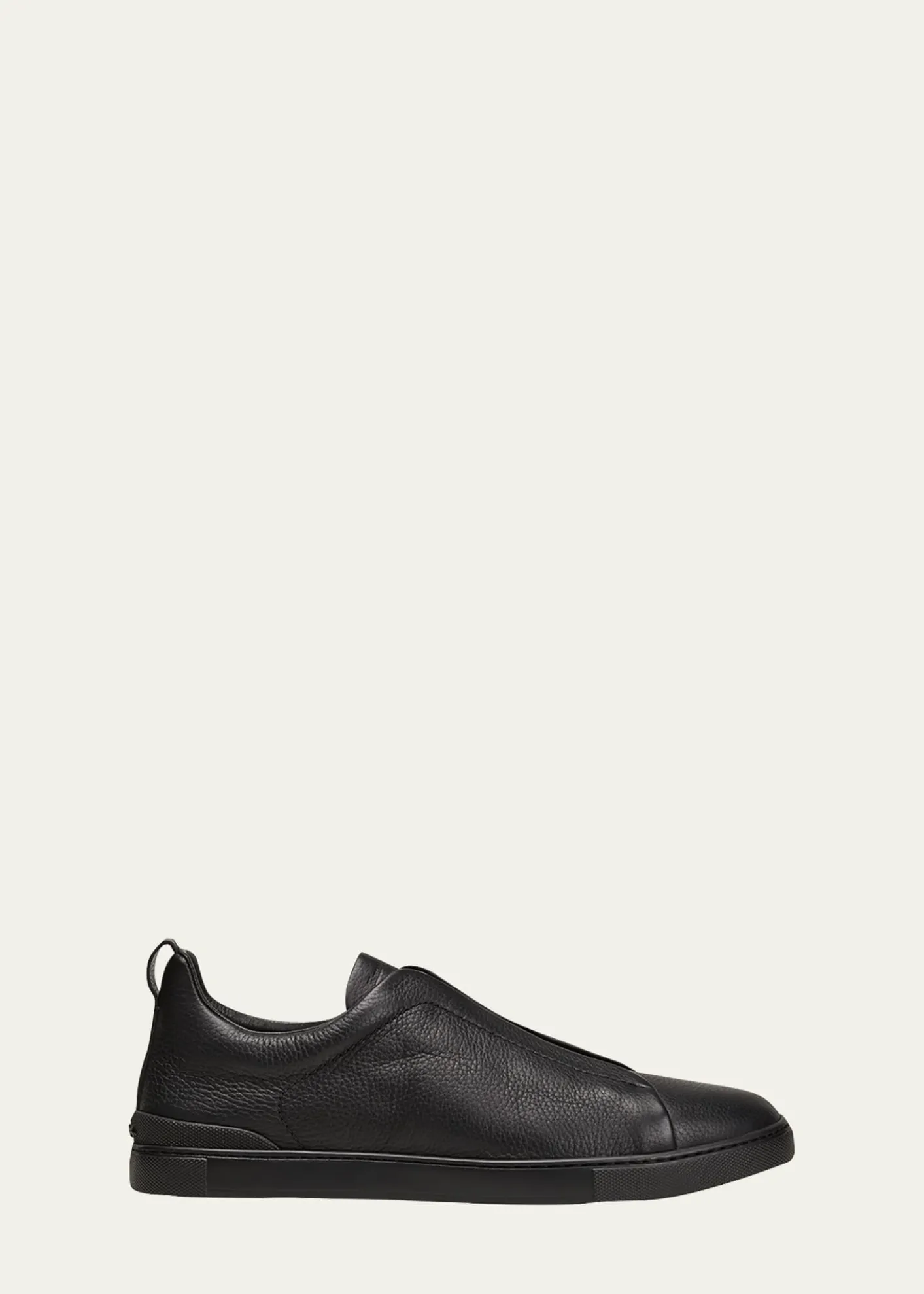 ZEGNAMen's Triple Stitch Deerskin Leather Sneakers