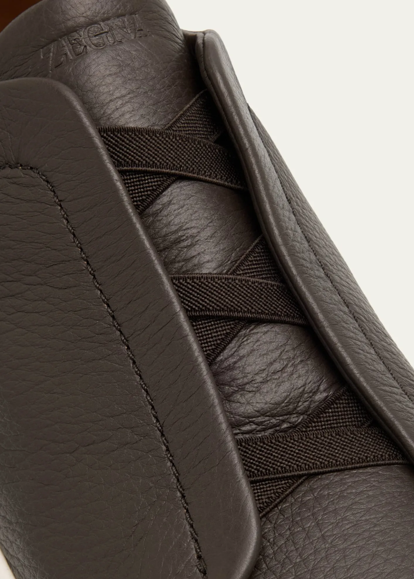 ZEGNAMen's Triple Stitch Deerskin Leather Sneakers