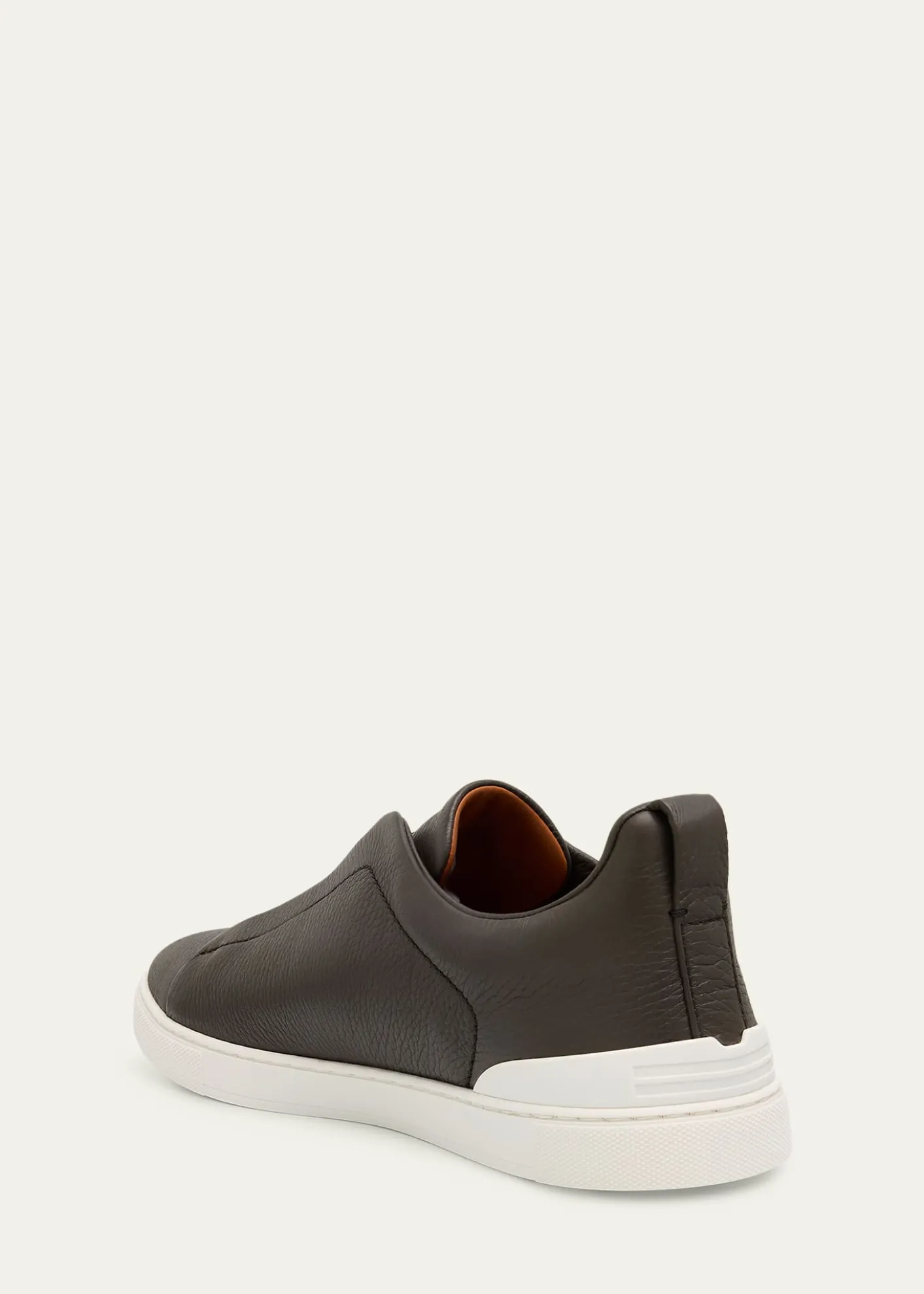 ZEGNAMen's Triple Stitch Deerskin Leather Sneakers