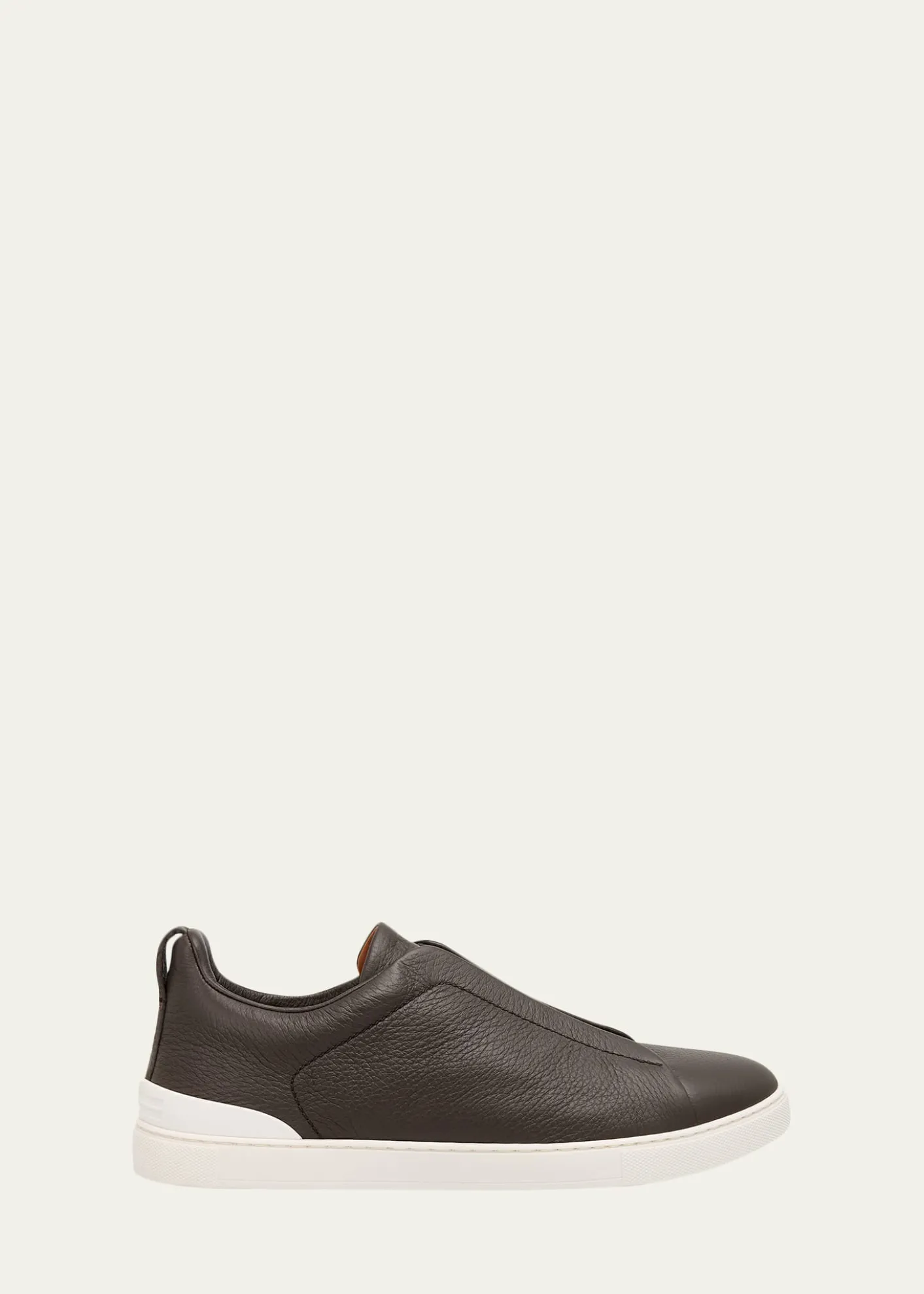 ZEGNAMen's Triple Stitch Deerskin Leather Sneakers