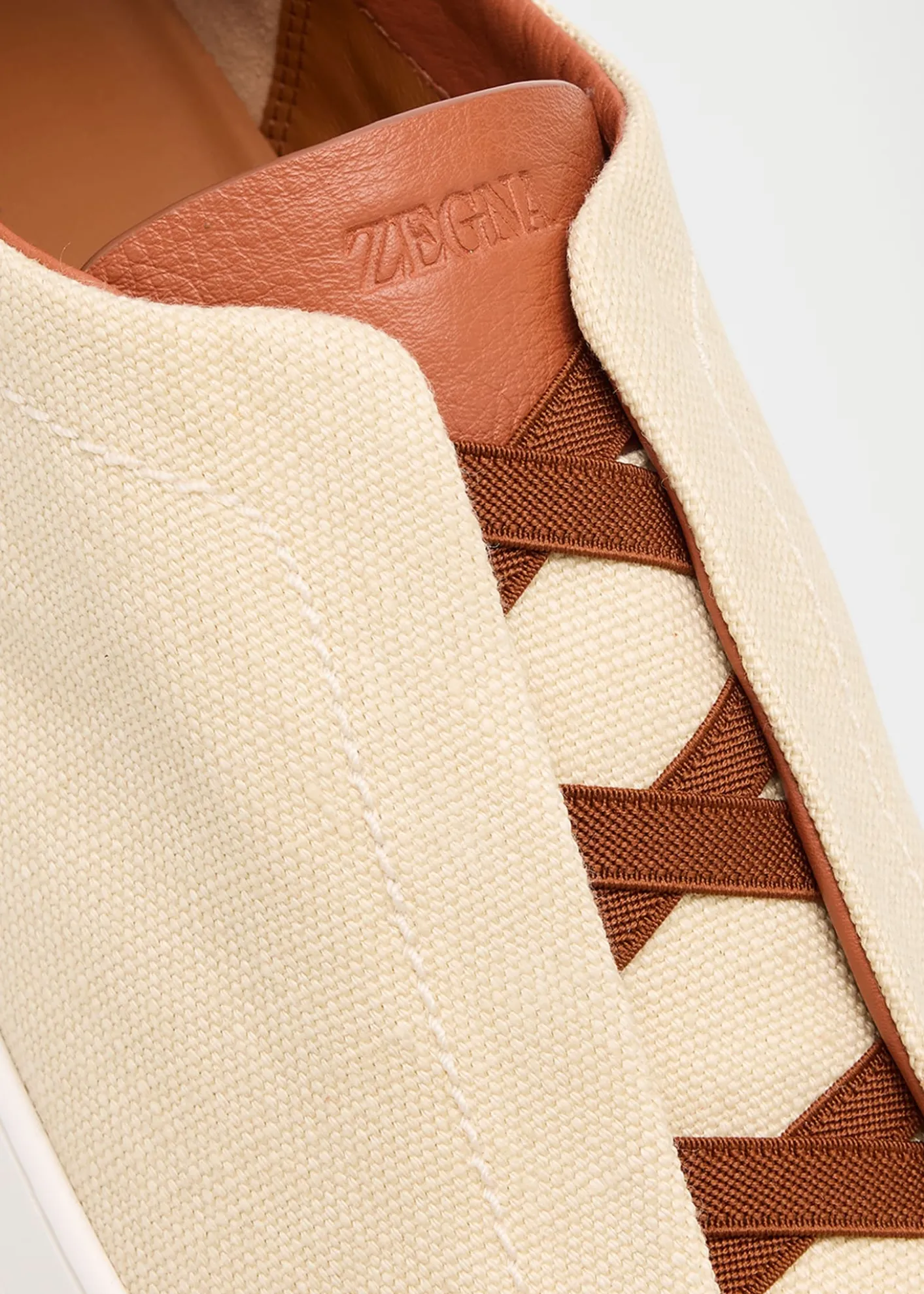 ZEGNAMen's Triple Stitch Linen Slip-On Sneakers