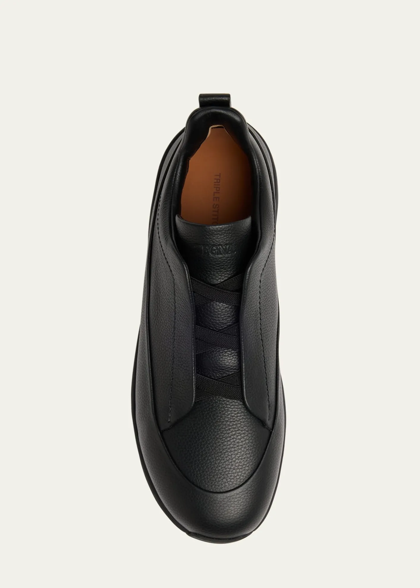 ZEGNAMen's Triple Stitch™ Monte Grained Leather Slip-On Sneakers