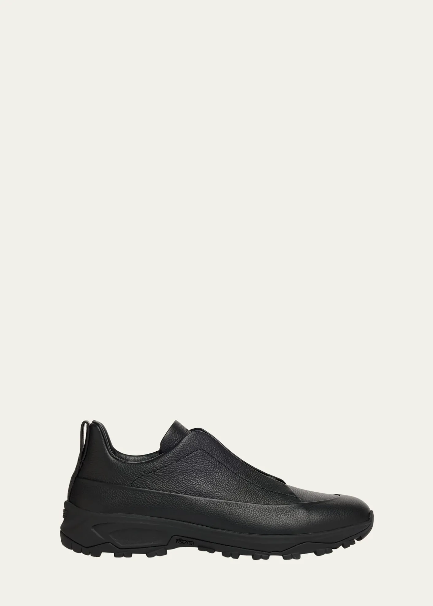 ZEGNAMen's Triple Stitch™ Monte Grained Leather Slip-On Sneakers