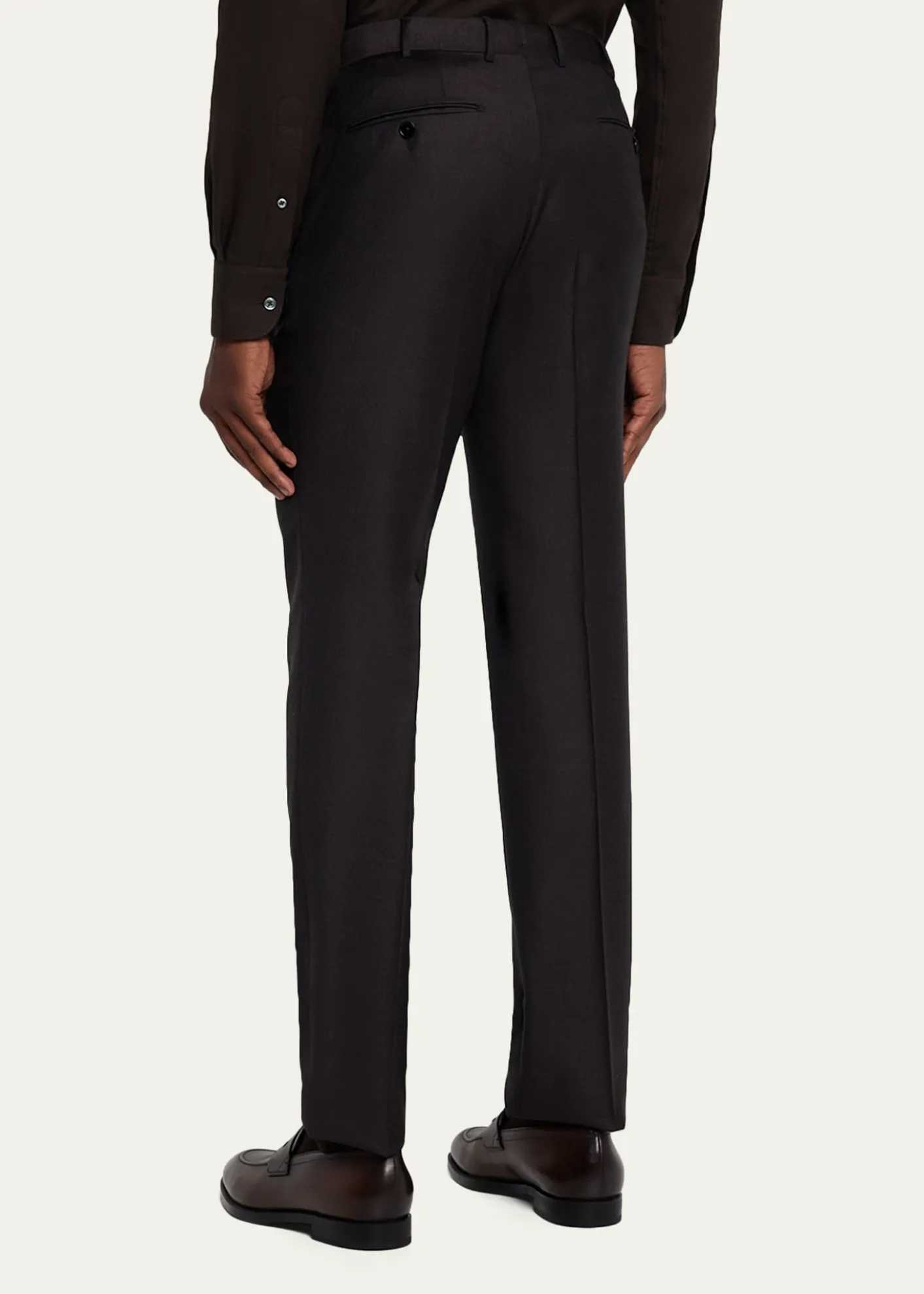 ZEGNAMen's Trofeo Wool Slim Flat-Front Trousers