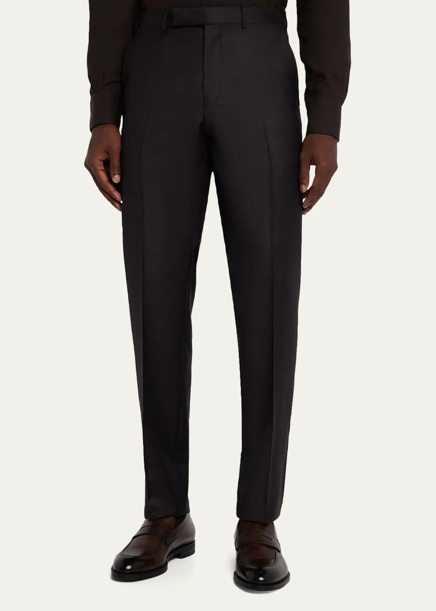 ZEGNAMen's Trofeo Wool Slim Flat-Front Trousers