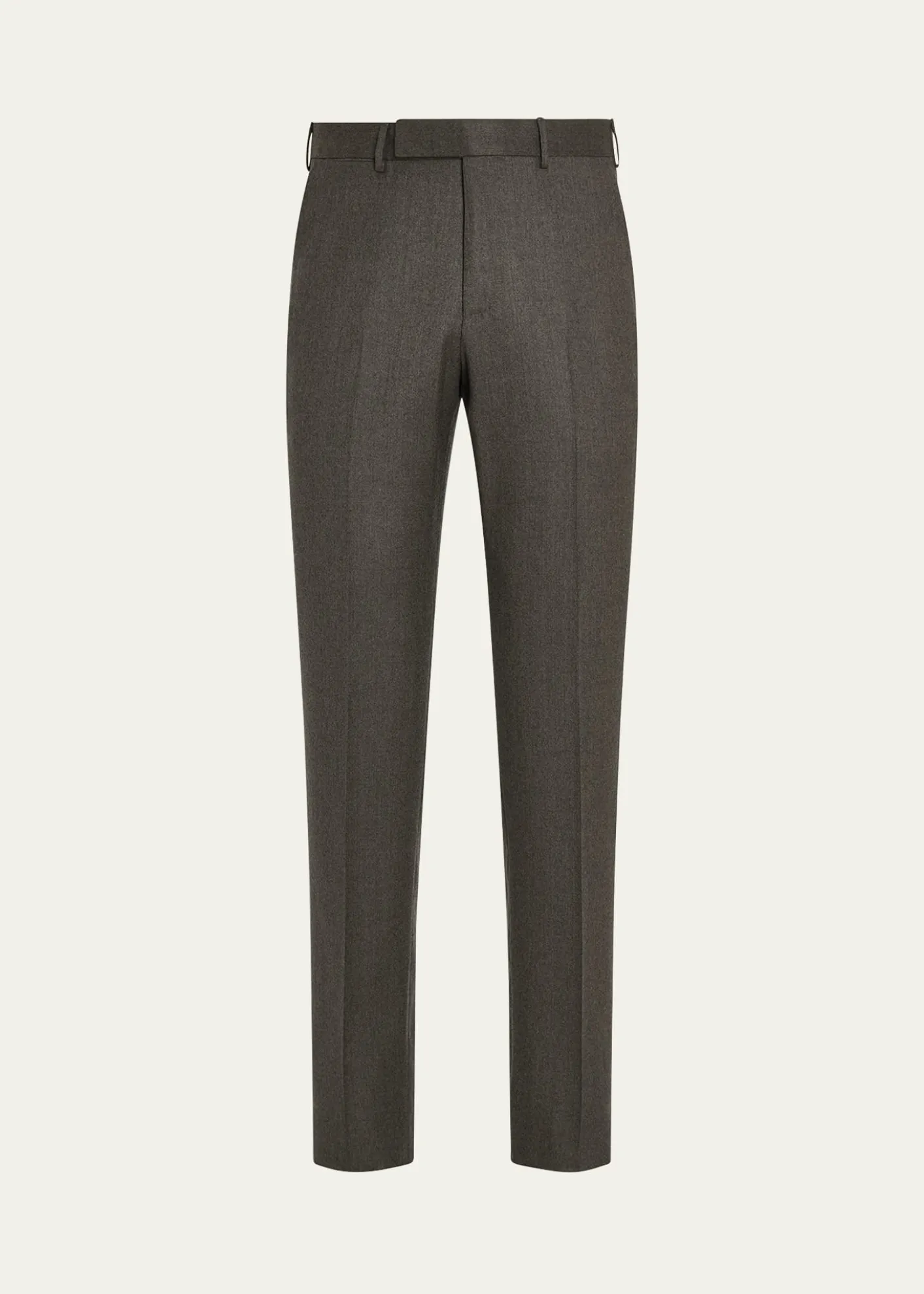 ZEGNAMen's Wool Flannel Flat-Front Trousers