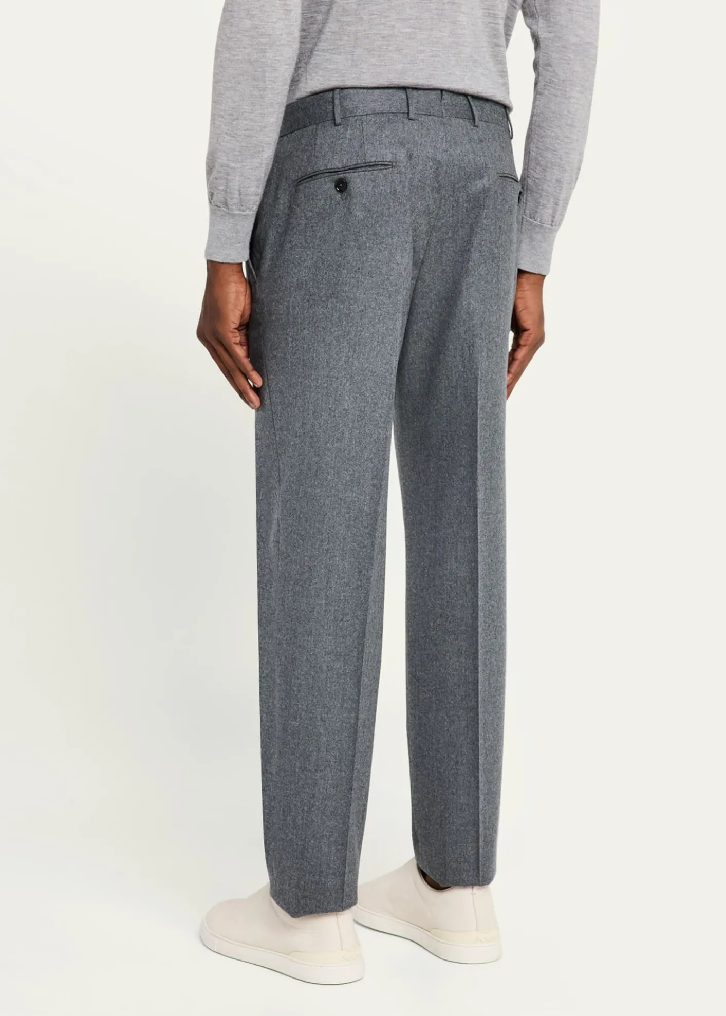ZEGNAMen's Wool Flannel Flat-Front Trousers