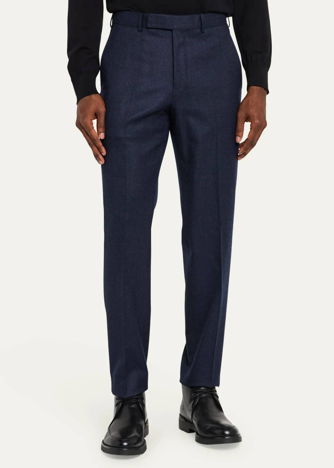 ZEGNAMen's Wool Flannel Flat-Front Trousers