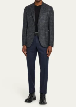 ZEGNAMen's Wool Flannel Flat-Front Trousers