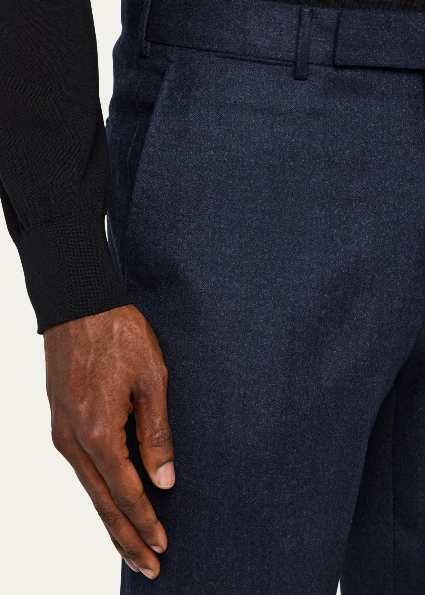 ZEGNAMen's Wool Flannel Flat-Front Trousers