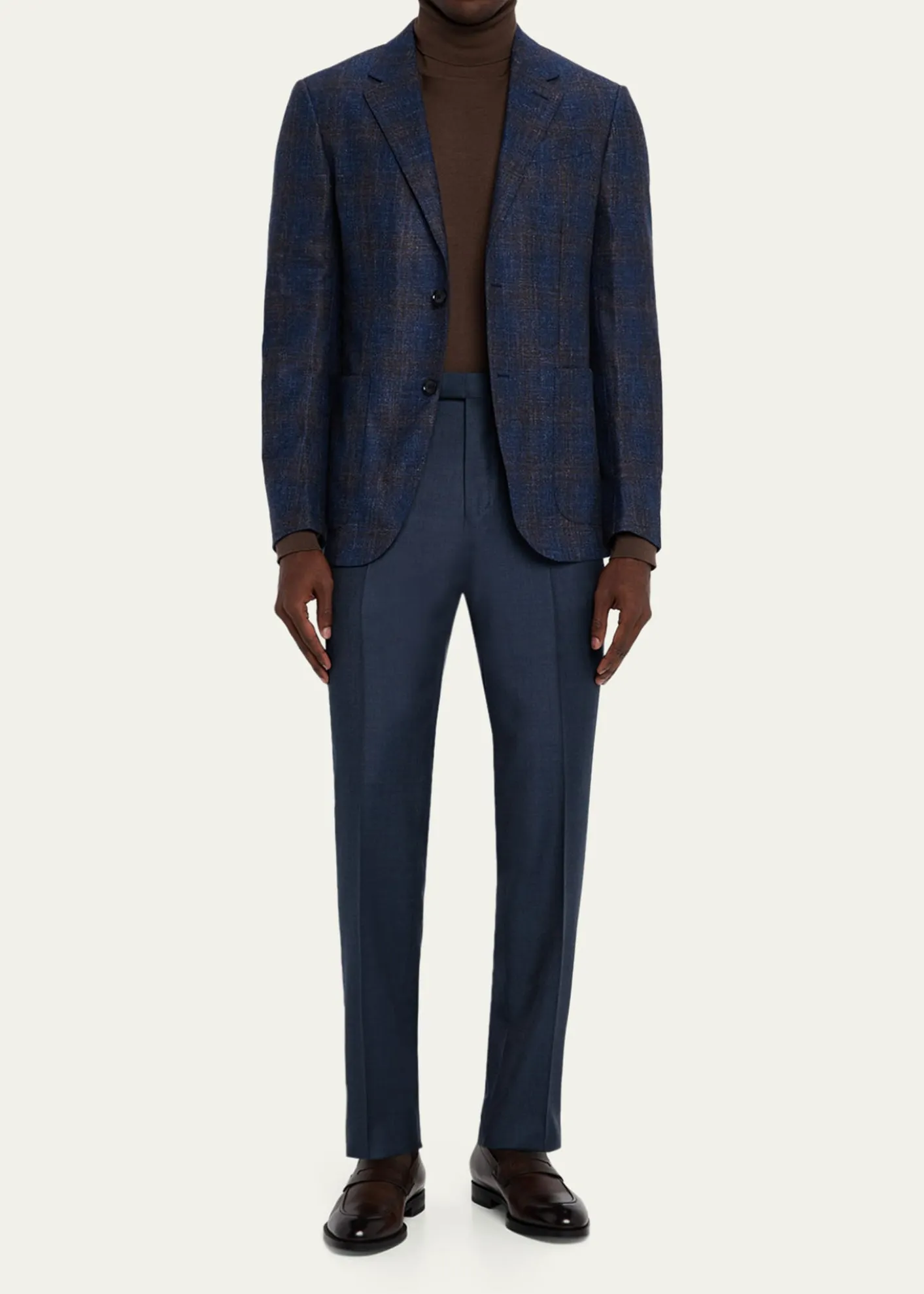 ZEGNAMen's Wool Sharkskin Modern Fit Trousers