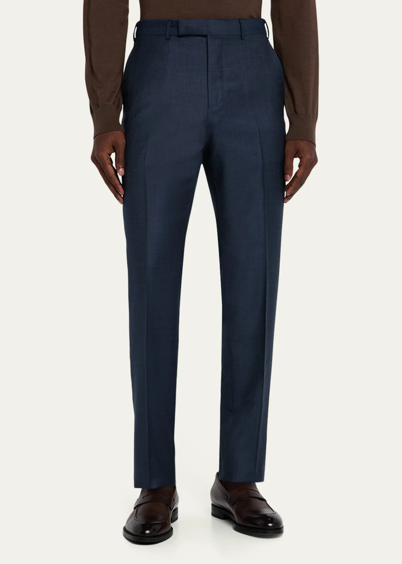 ZEGNAMen's Wool Sharkskin Modern Fit Trousers
