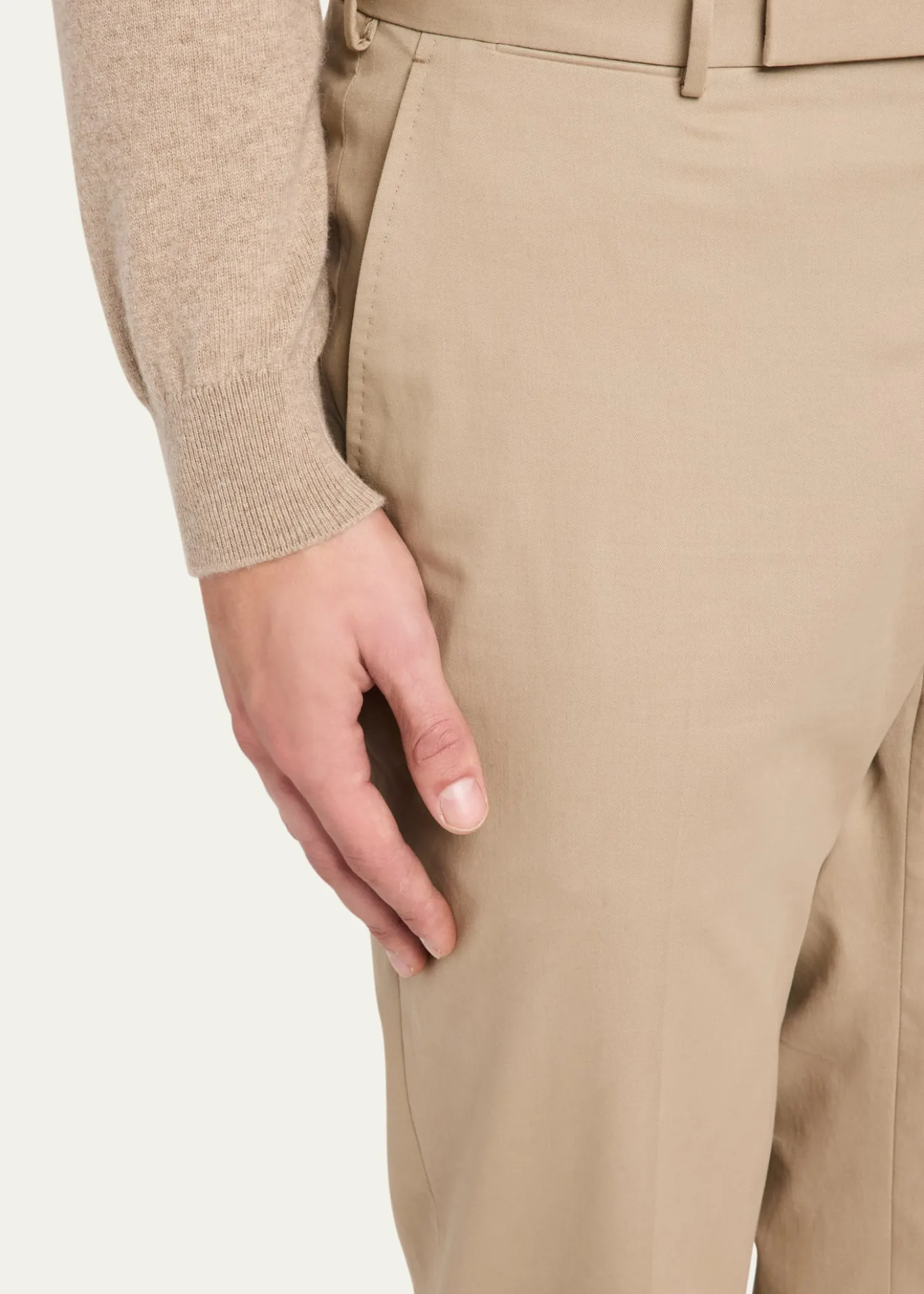 ZEGNAMen's Wool Slim Flat-Front Trousers