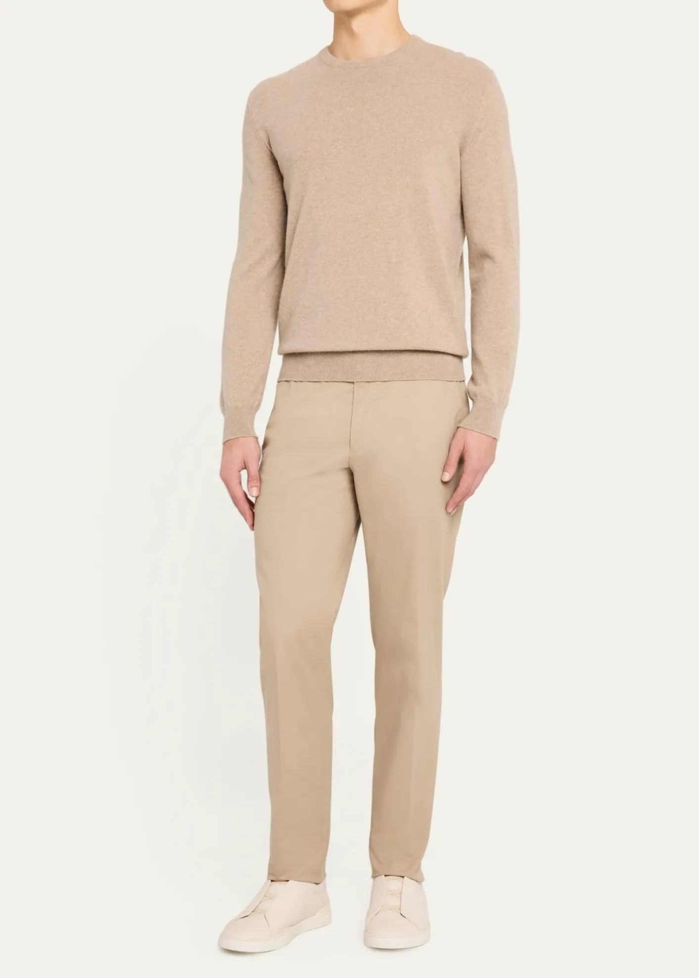 ZEGNAMen's Wool Slim Flat-Front Trousers