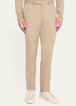ZEGNAMen's Wool Slim Flat-Front Trousers