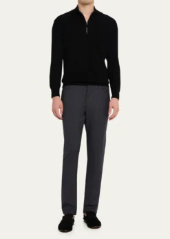 ZEGNAMen's Wool Straight Leg Five-Pocket Pants