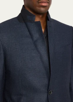 ZEGNAMen's Woven Houndstooth Single-Breasted Sport Coat