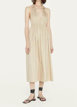 ZEYNEP ARCAYHelen Plunging Halter Cotton Midi Dress