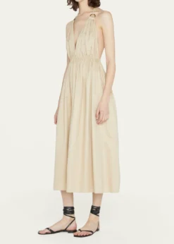 ZEYNEP ARCAYHelen Plunging Halter Cotton Midi Dress