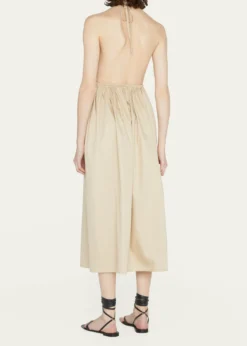 ZEYNEP ARCAYHelen Plunging Halter Cotton Midi Dress