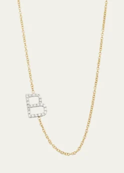Zoe Lev JewelryDiamond Asymmetrical Initial Necklace, B