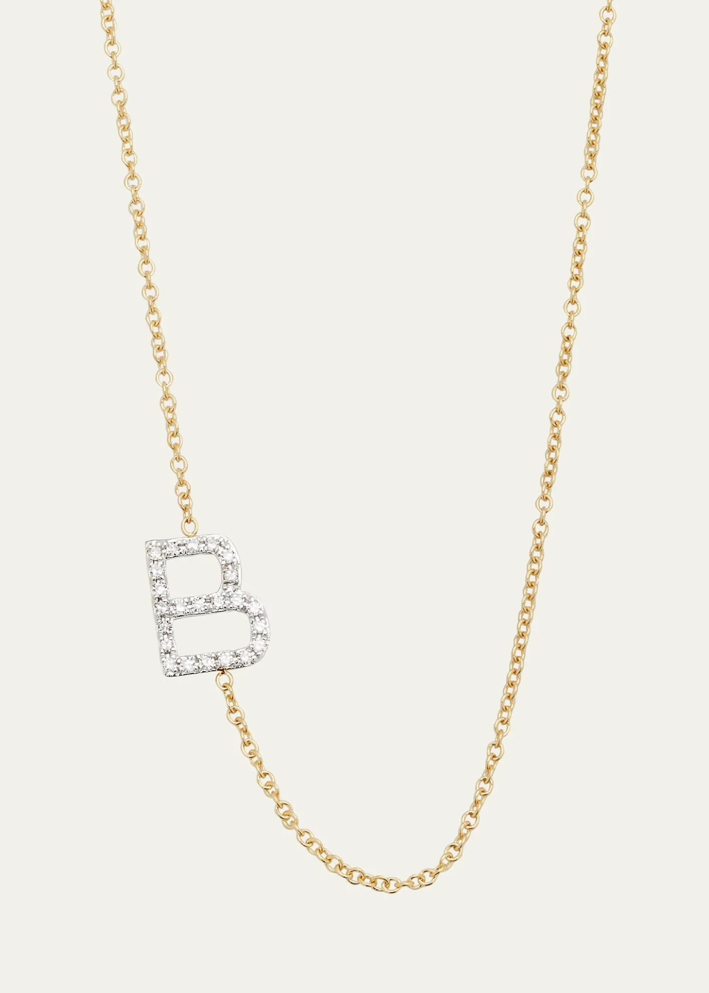 Zoe Lev JewelryDiamond Asymmetrical Initial Necklace, B