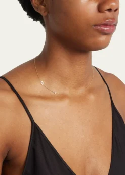 Zoe Lev Jewelry14K Gold Asymmetrical Initial and Bezel Diamond Necklace, 16-18
