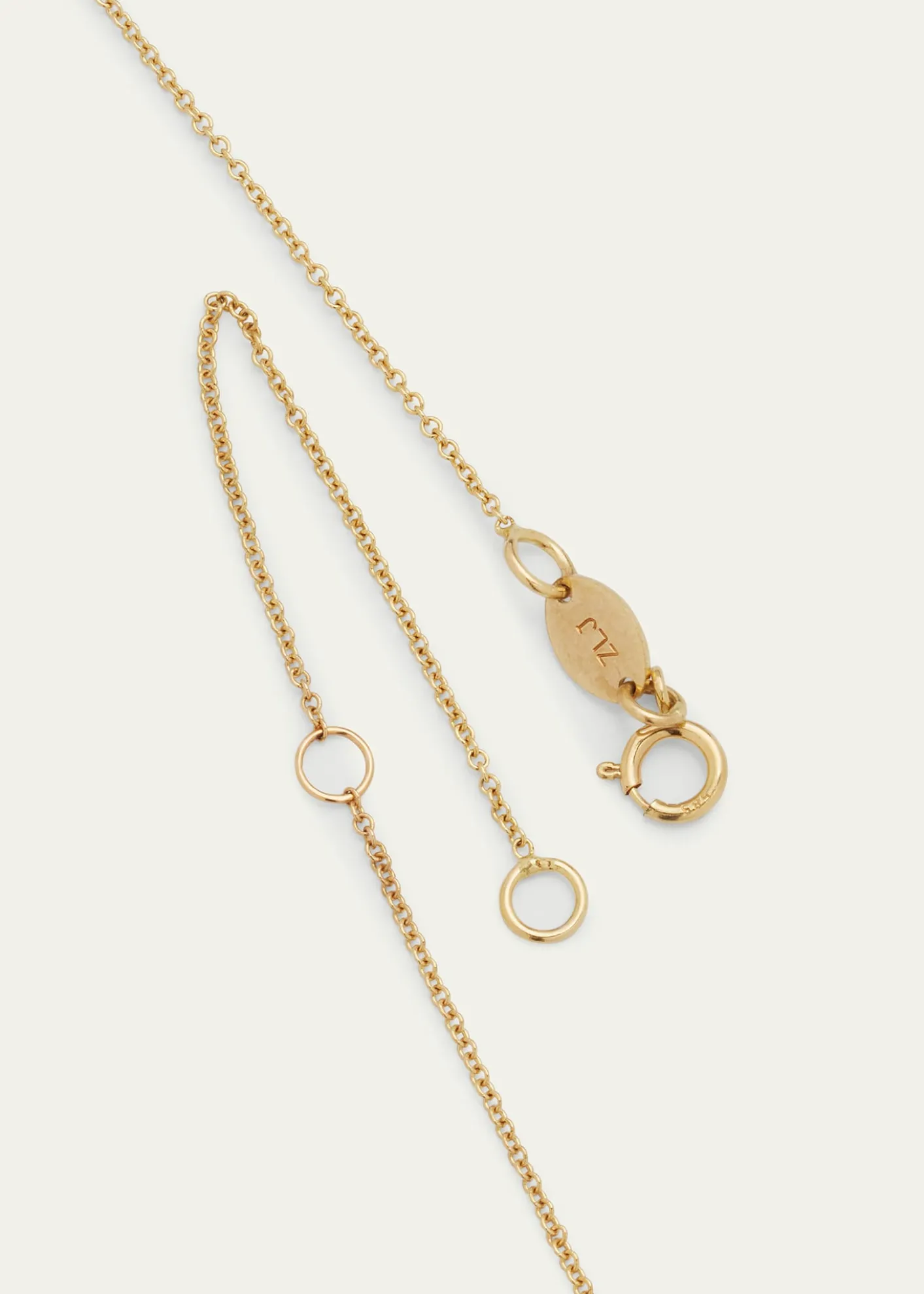 Zoe Lev Jewelry14K Gold Asymmetrical Initial and Bezel Diamond Necklace, 16-18"L