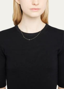 Zoe Lev Jewelry14K Gold Asymmetrical Initial and Bezel Diamond Necklace, 16-18